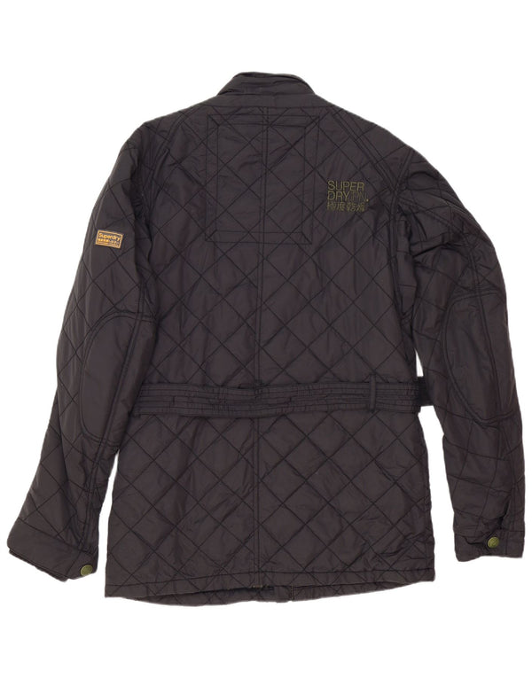 Superdry Herren Quilted Racer Jacke UK 42 XL Schwarz Nylon