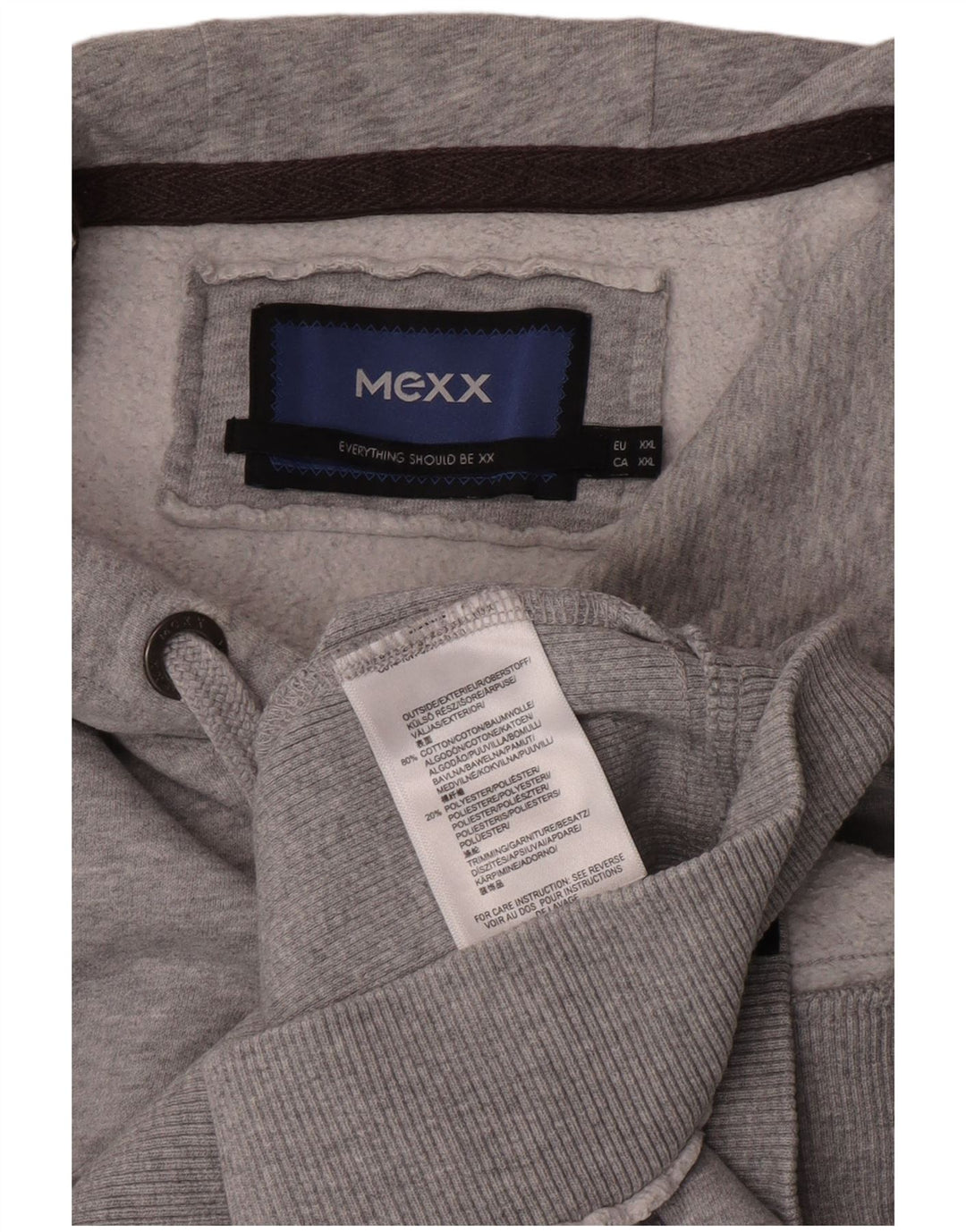 Mexx Herren-Kapuzenpullover mit Grafik, 2XL, graue Baumwolle