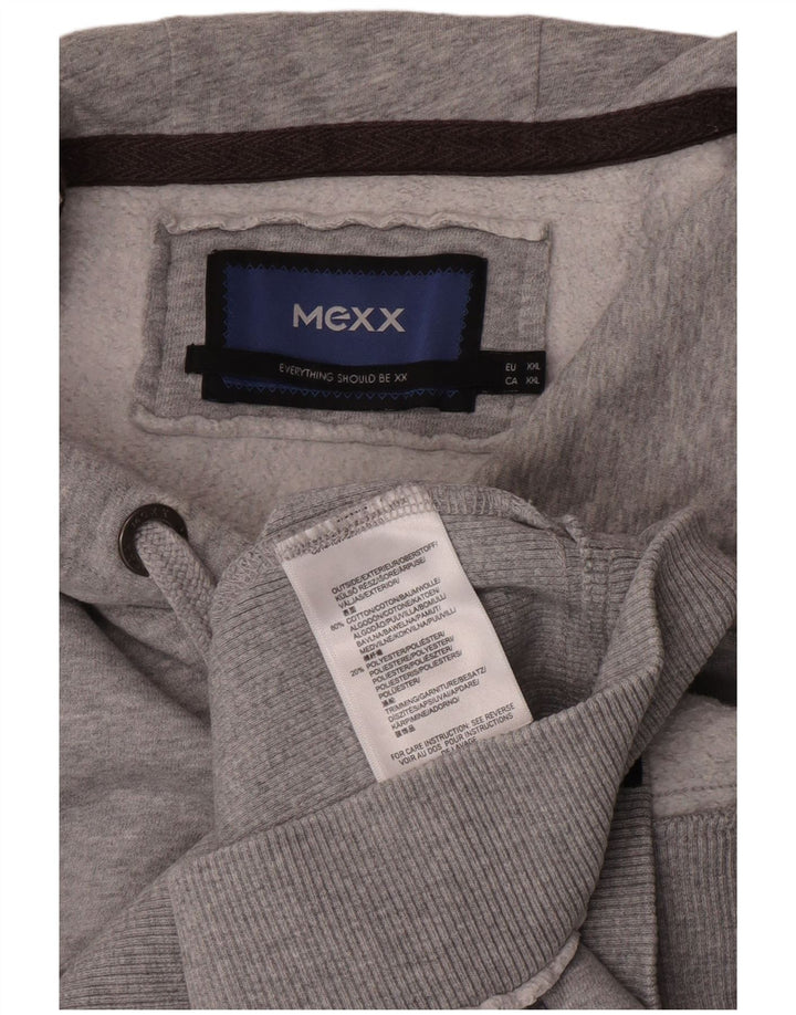Mexx Herren-Kapuzenpullover mit Grafik, 2XL, graue Baumwolle