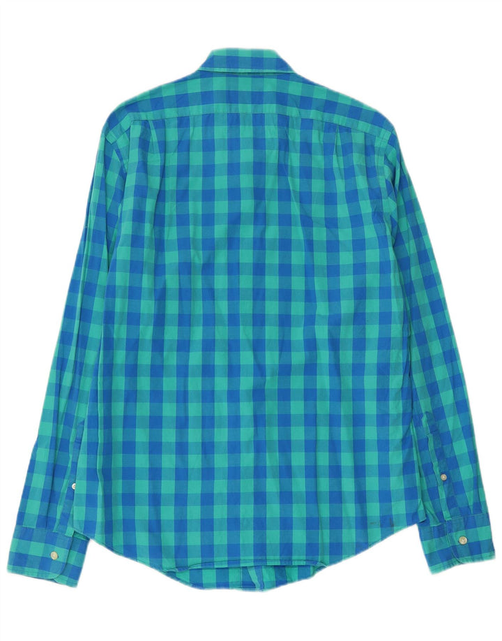 Maßgeschneidertes Slim-Fit-Hemd für Herren von J. Crew aus mittelblau karierter Baumwolle