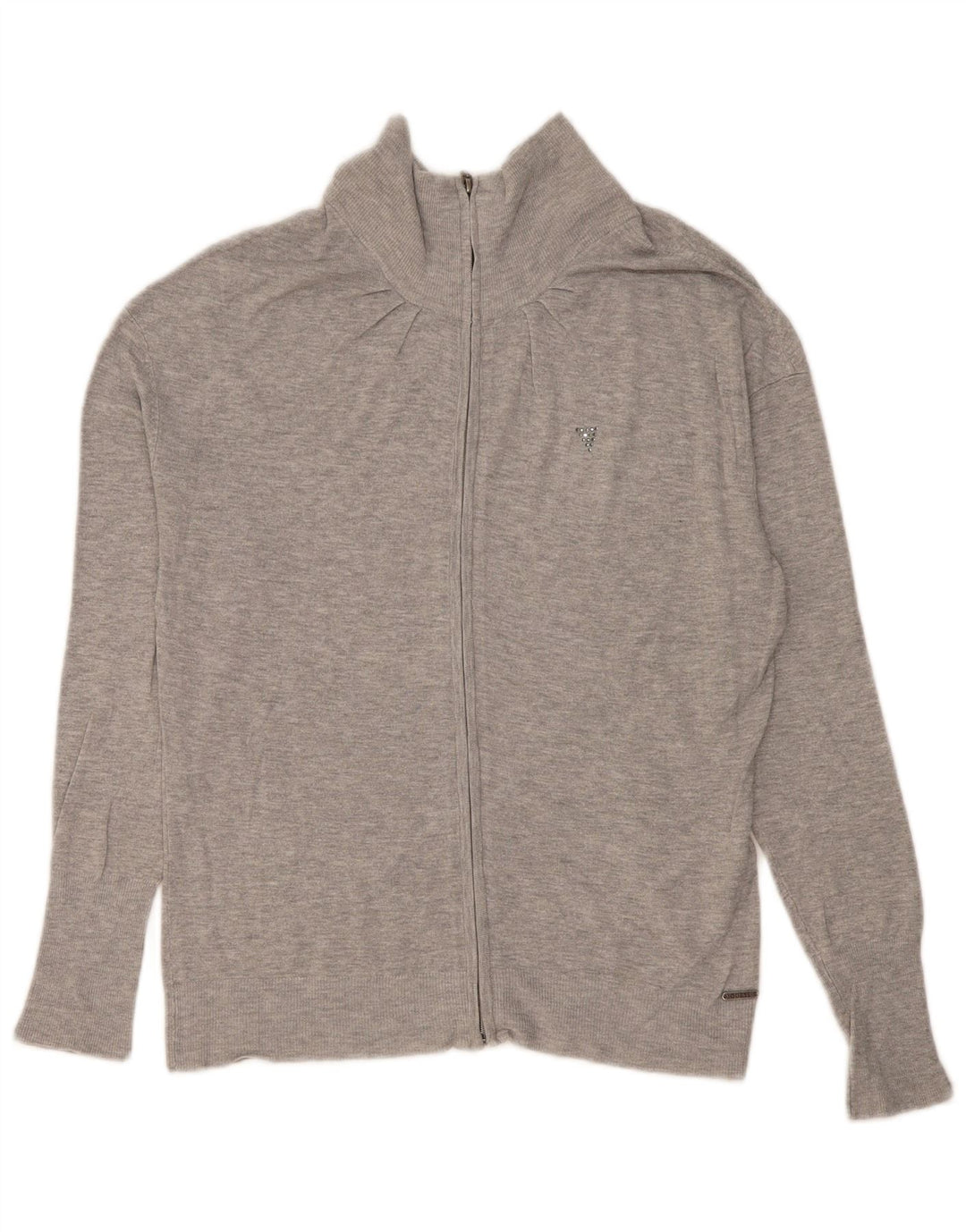 Guess Damen-Cardigan-Pullover UK 12 Mittelgraue Viskose