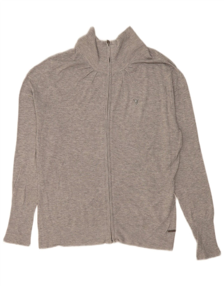 Guess Damen-Cardigan-Pullover UK 12 Mittelgraue Viskose