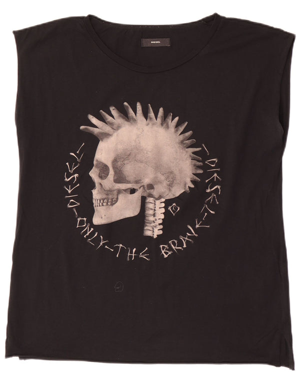 Diesel Mens Graphic Vest Top Medium Black Cotton