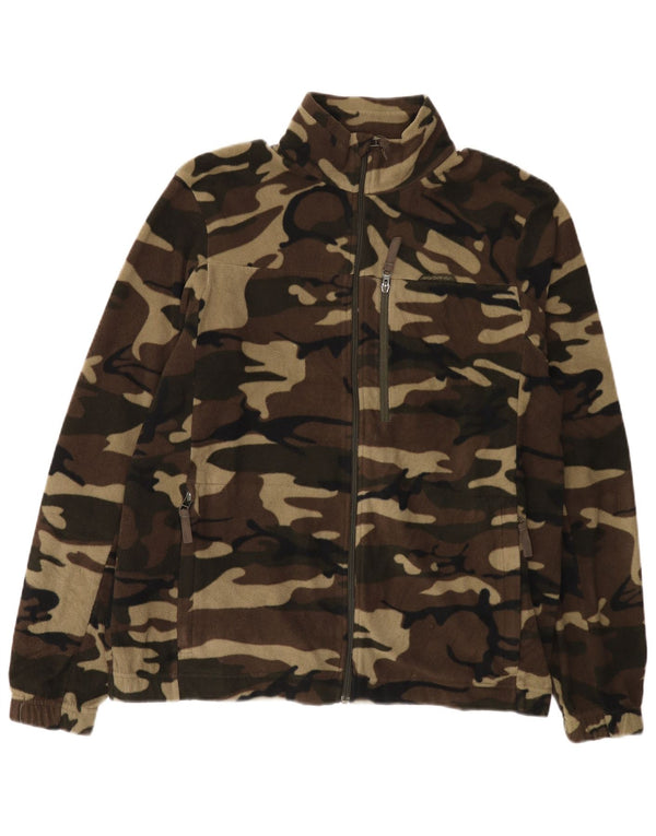 Decathlon Herren Fleecejacke UK 40 Large Braun Camouflage Polyester
