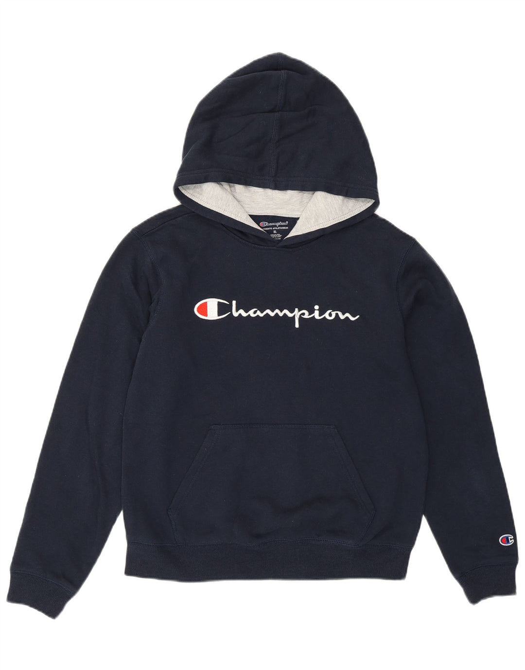 CHAMPION Womens Graphic Hoodie Pullover UK 18 XL Marineblau Baumwolle