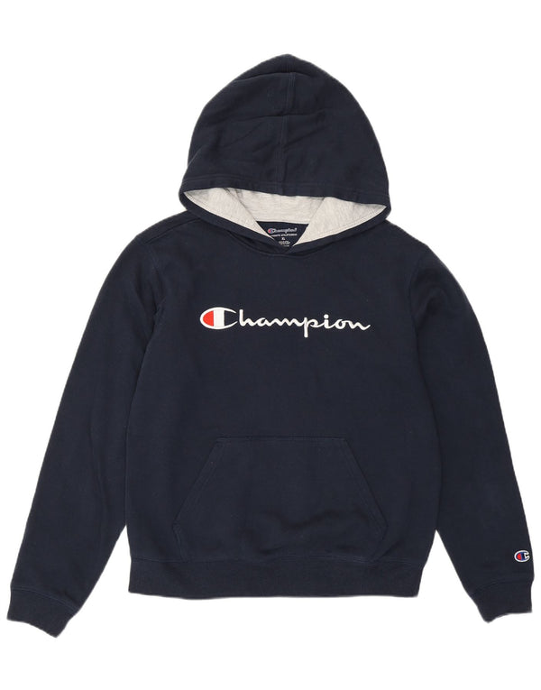 CHAMPION Womens Graphic Hoodie Pullover UK 18 XL Marineblau Baumwolle