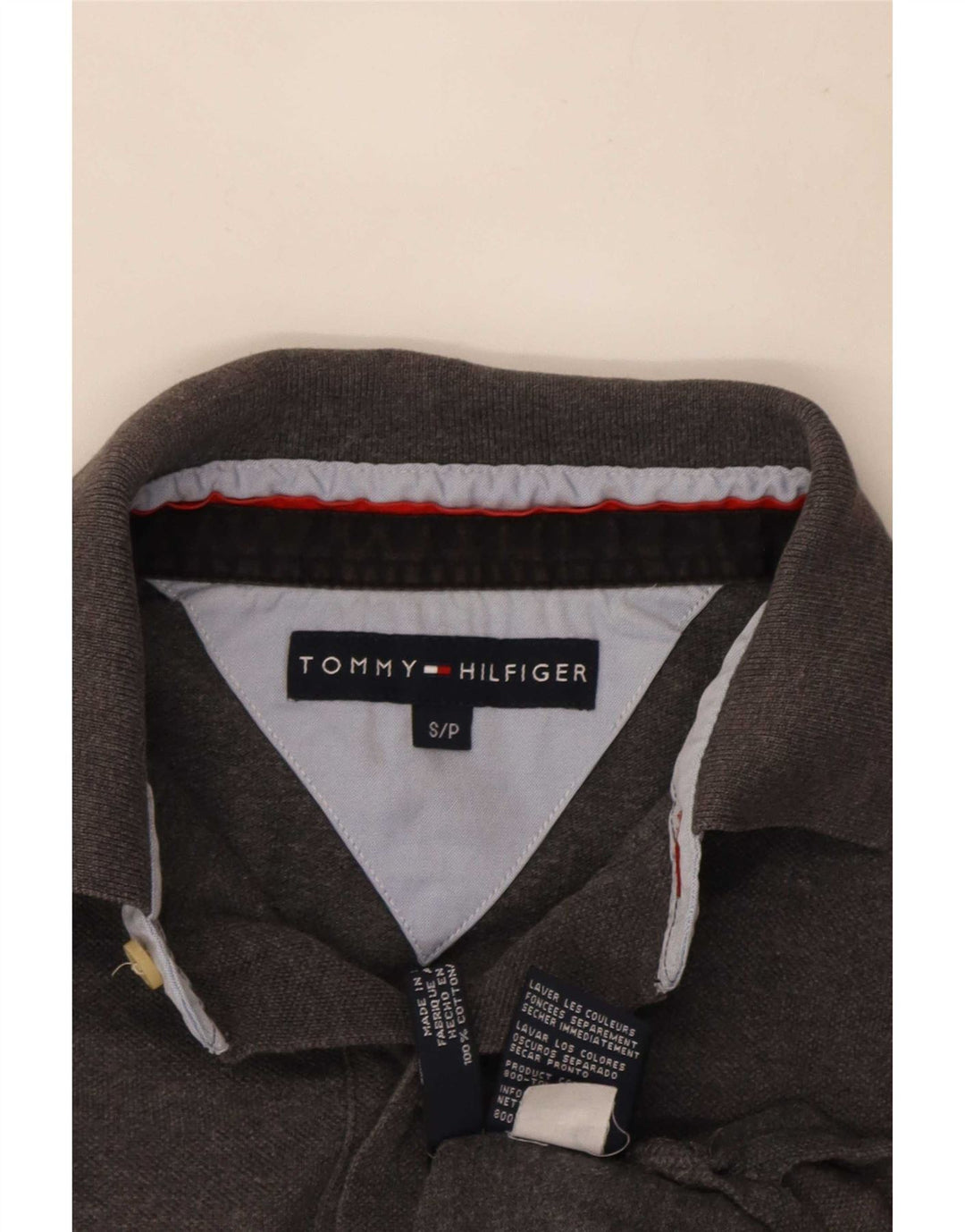 Tommy Hilfiger Herren-Poloshirt, kleine graue Baumwolle