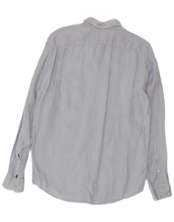 Lacoste Herren-Hemd mit normaler Passform, Größe 40, mittelblaues Leinen