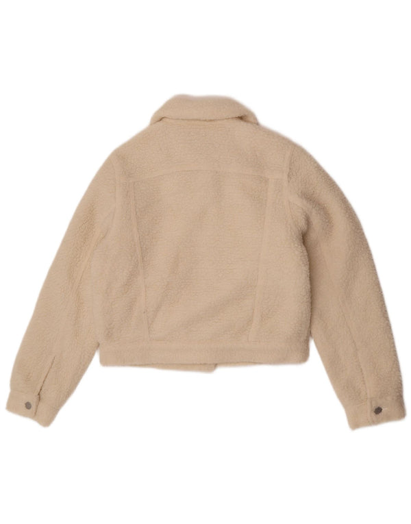 Lee Damen Teddy Crop Bomberjacke US 10 Large Weiß Polyester
