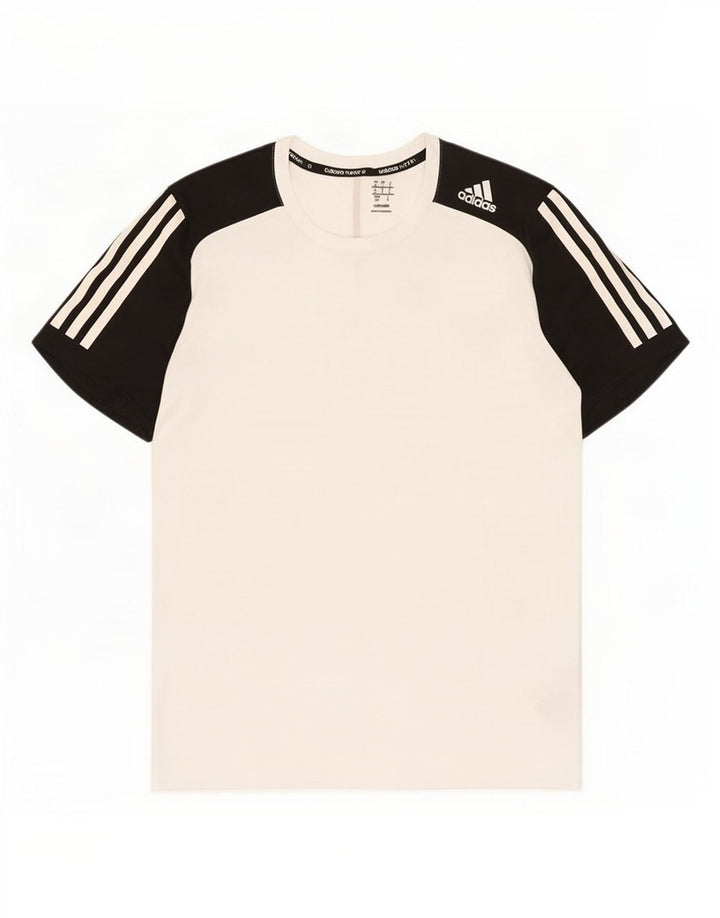 Adidas Herren Climalite T-Shirt Top Small Weiß Colourblock Polyester
