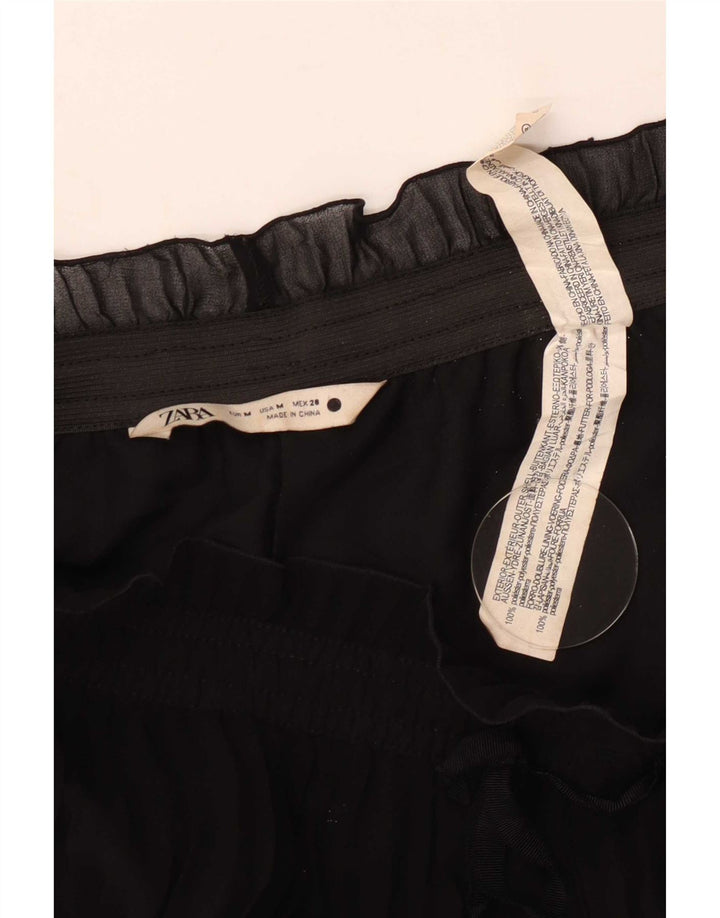 Zara Damen Cullotes Capri-Hose mit hoher Taille, mittelgroß, W28, L20, Schwarz