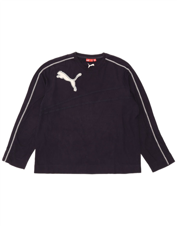 Puma Herren Graphic Top Langarm XL Marineblau Baumwolle