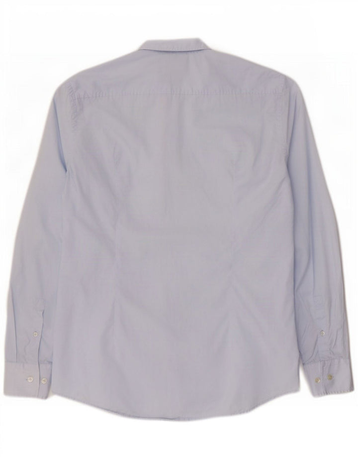 Hugo Boss Herren-Slim-Fit-Hemd, Größe 40, 15 3/4, mittelblaue Baumwolle