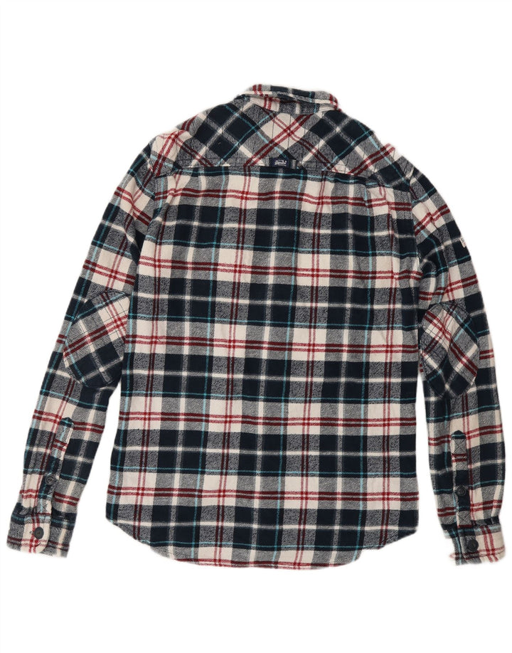 SUPERDRY Herren-Flanellhemd, klein, marineblau, kariert, Baumwolle