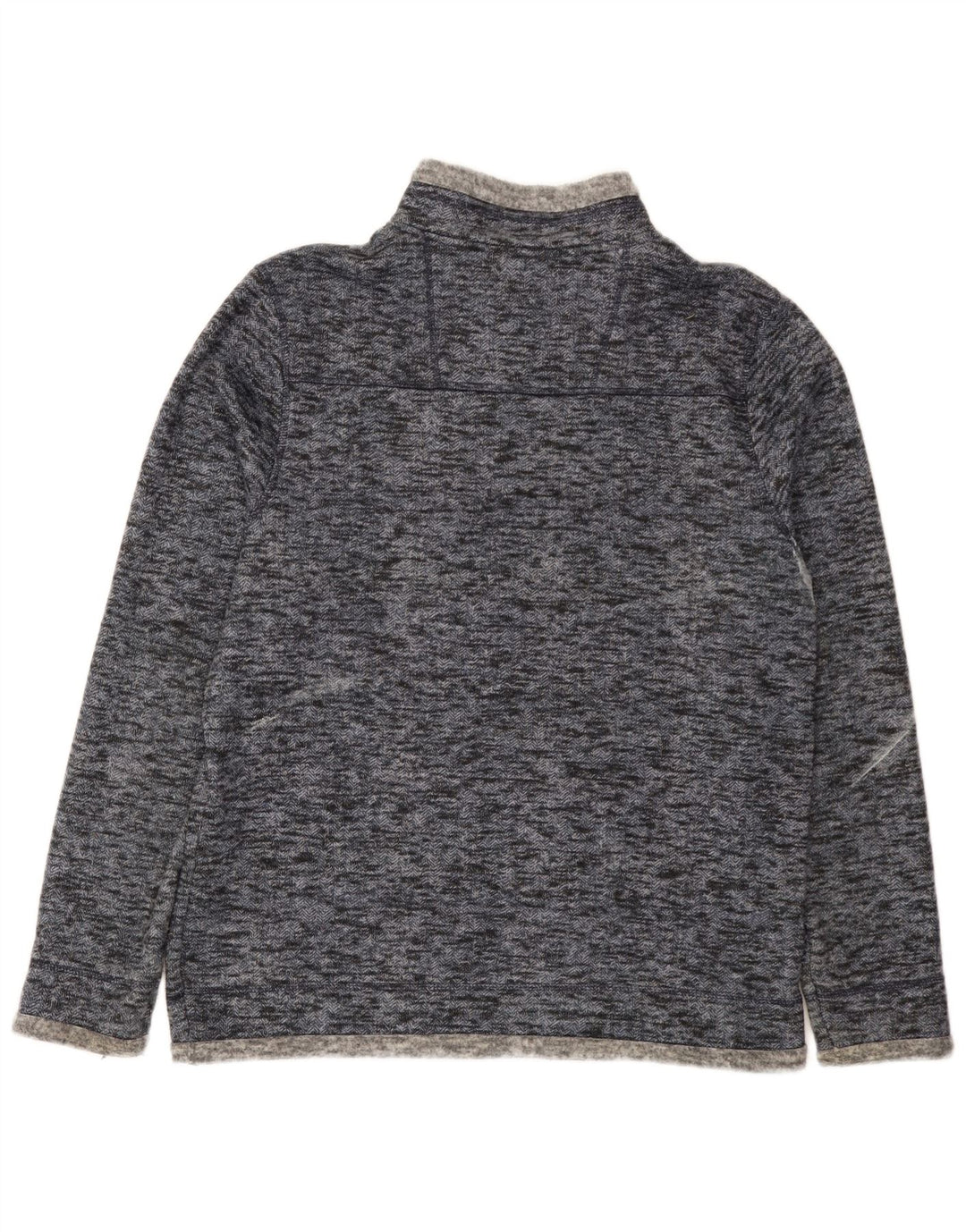 Weird Fish Herren-Sweatshirt mit Reißverschluss am Hals, Mittelblau meliertes Polyester
