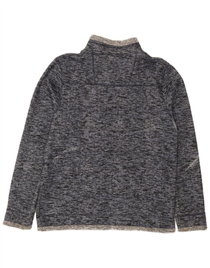 Weird Fish Herren-Sweatshirt mit Reißverschluss am Hals, Mittelblau meliertes Polyester