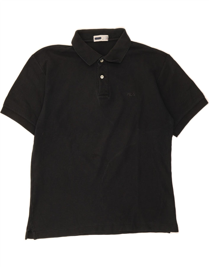 FILA Mens Polo Shirt Medium Black Cotton Vintage Fila and Second-Hand Fila from Messina Hembry 