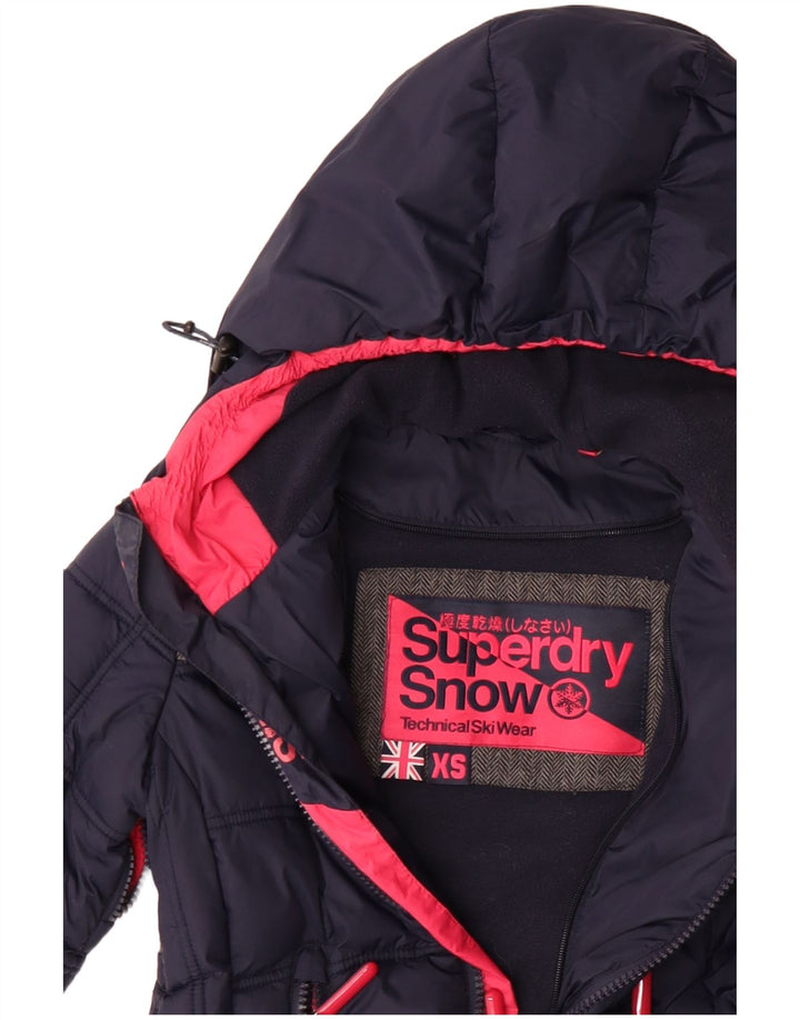 Superdry Damen-Skijacke in Übergröße mit Kapuze, UK 6, XS, Marineblau, Polyester