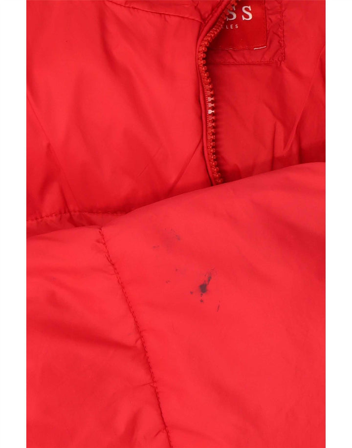Guess Übergroße gepolsterte Damenjacke UK 14 Mittelrotes Polyamid
