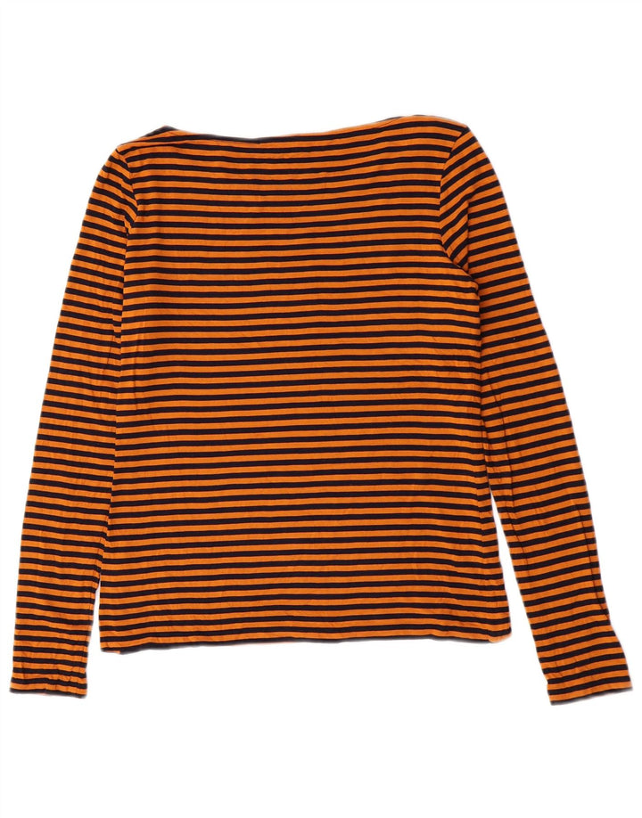 Hobbs Damen Top Langarm UK 12 Mittelorange gestreift Viskose