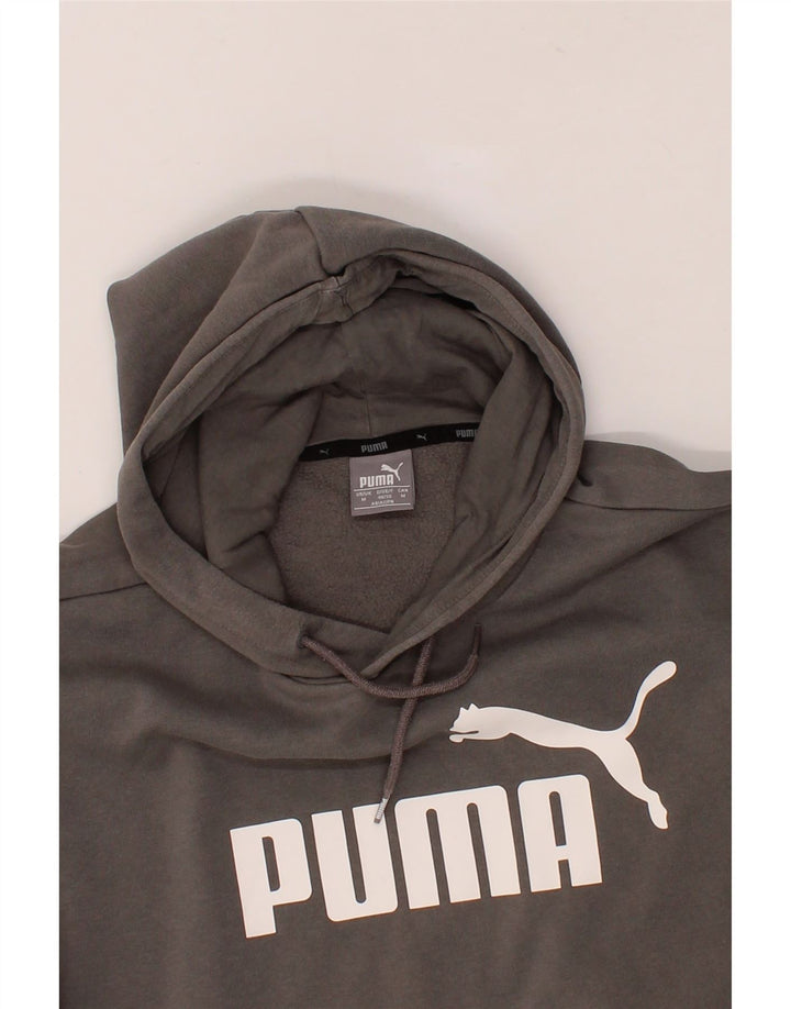 PUMA Mens Graphic Hoodie Jumper Medium Grey Cotton Vintage Puma and Second-Hand Puma from Messina Hembry 
