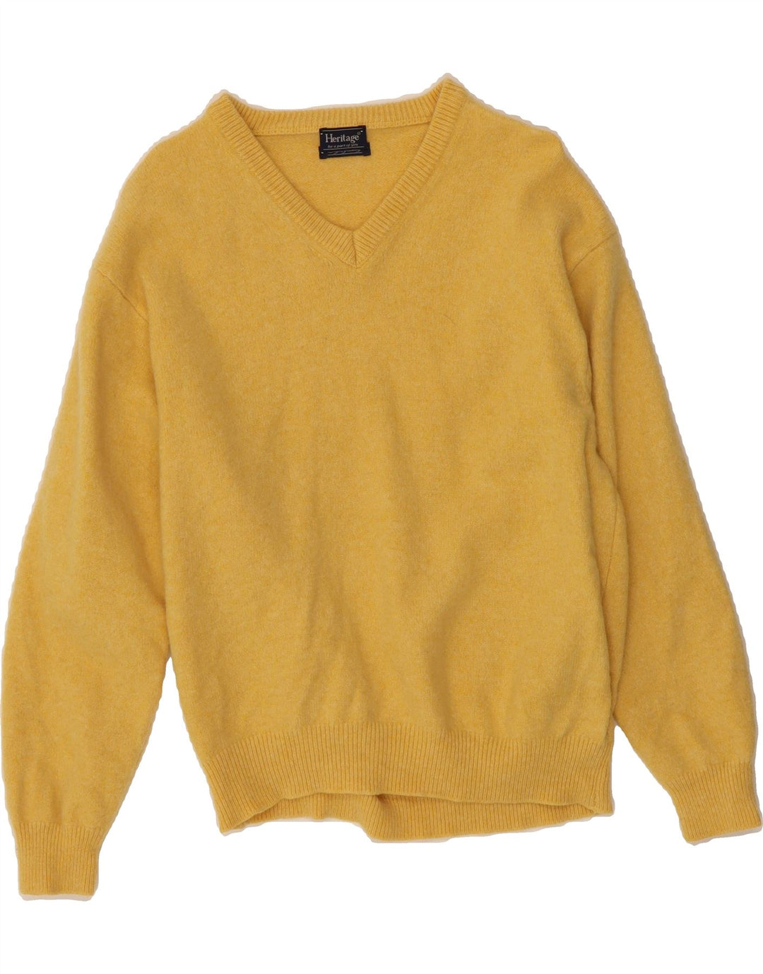 HERITAGE Womens V-Neck Jumper Sweater IT 48 XL Yellow Vintage Heritage and Second-Hand Heritage from Messina Hembry 