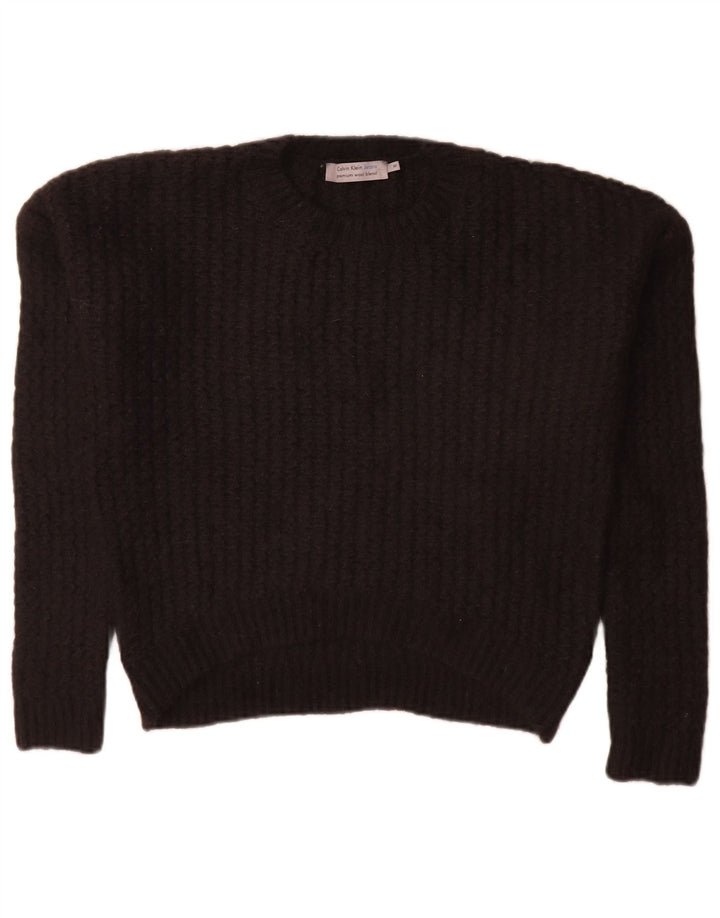Calvin Klein Jeans Damen-Pullover mit Rundhalsausschnitt, Gr. 14, mittelschwarz