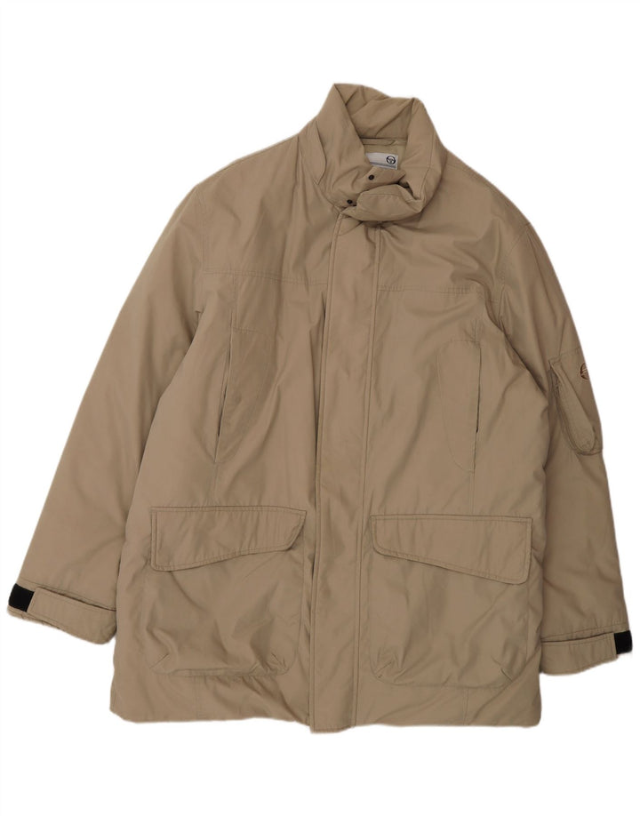 Sergio Tacchini Herren-Windbreaker-Mantel UK 40 Large Beige Polyester