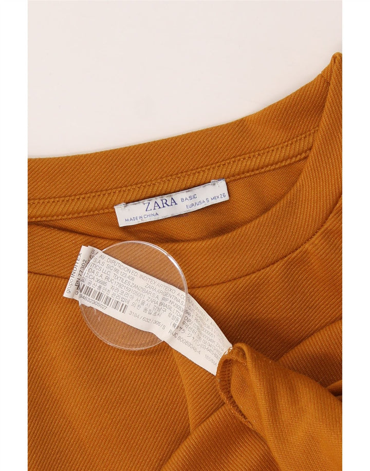ZARA Womens Oversized Crop Top Long Sleeve UK 10 Small Brown Polyester Vintage Zara and Second-Hand Zara from Messina Hembry 
