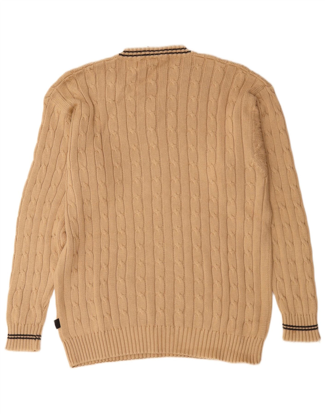 Vintage Herren V-Ausschnitt Pullover Pullover Große Beige Baumwolle