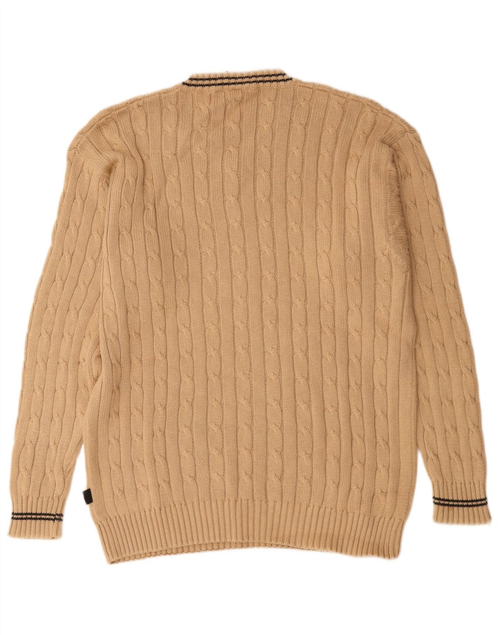 Vintage Herren V-Ausschnitt Pullover Pullover Große Beige Baumwolle
