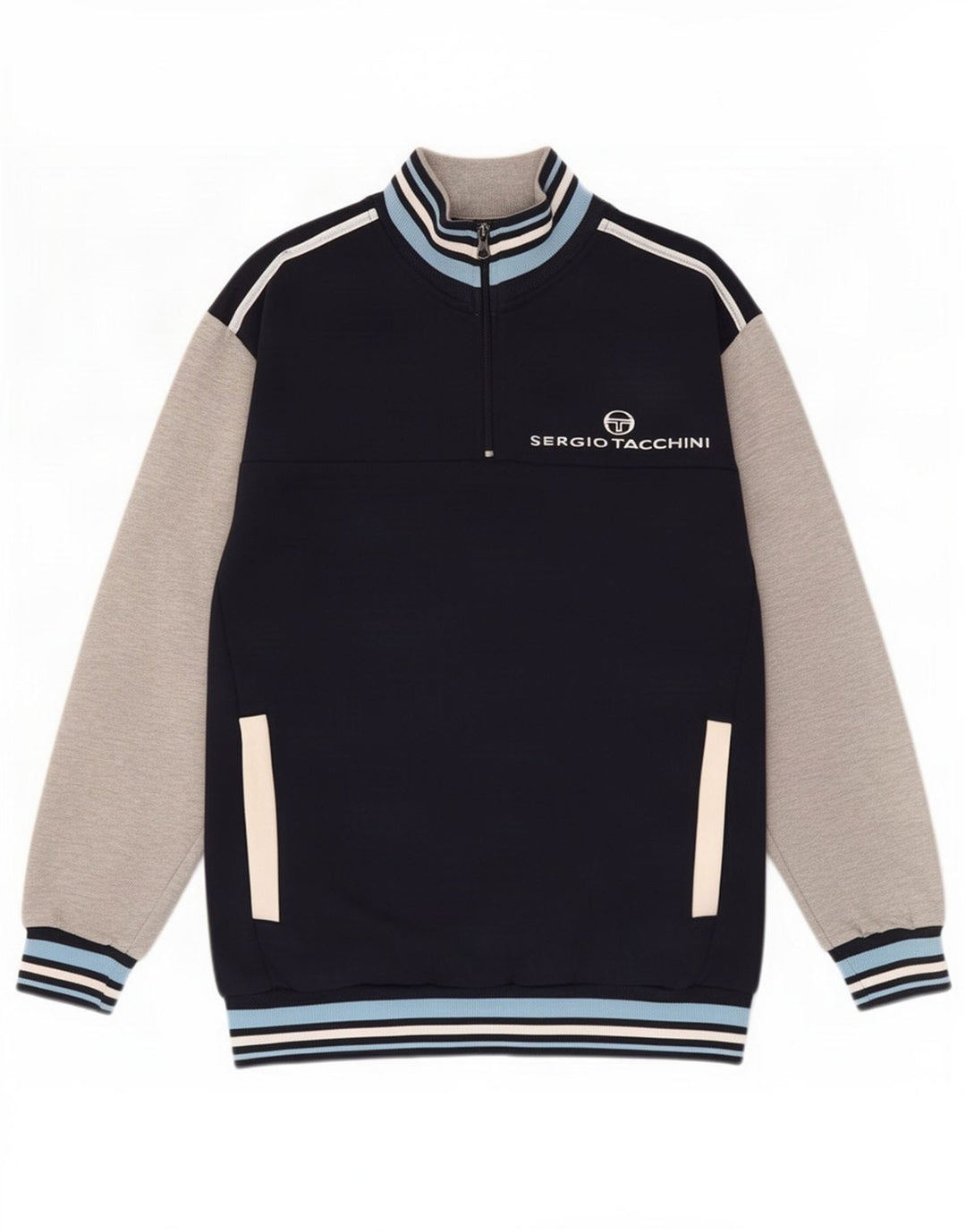 Sergio Tacchini Damen Grafik-Sweatshirt-Pullover UK 14 Medium Marineblau
