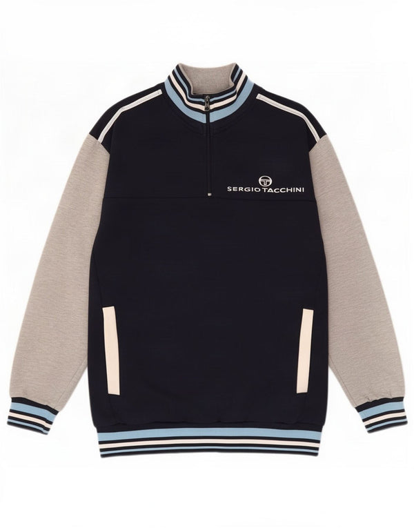 Sergio Tacchini Damen Grafik-Sweatshirt-Pullover UK 14 Medium Marineblau