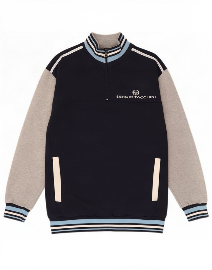 Sergio Tacchini Damen Grafik-Sweatshirt-Pullover UK 14 Medium Marineblau