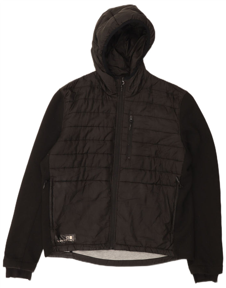 Zara Herren-Jacke mit Kapuze, gepolstert, Größe 40, Größe L, Schwarz, Baumwolle