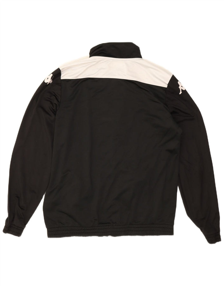 Kappa Herren-Trainingsanzugoberteil mit Grafik, groß, schwarzes Farbblock-Polyester