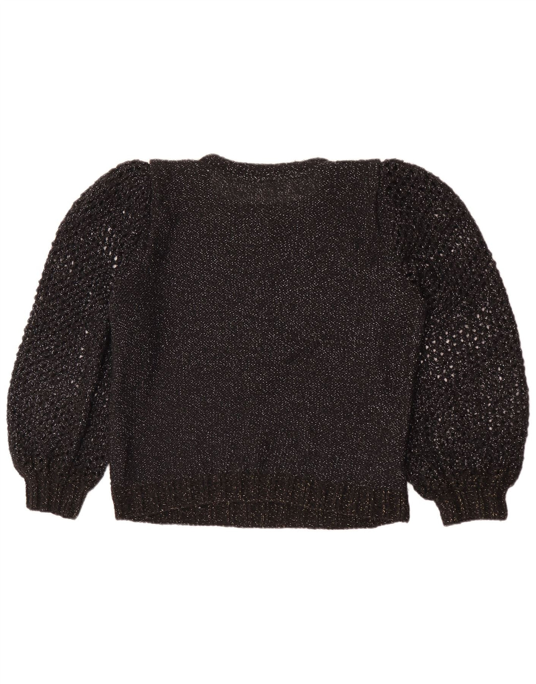 Vintage Damen Rundhalspullover Pullover UK 12 Medium Schwarz