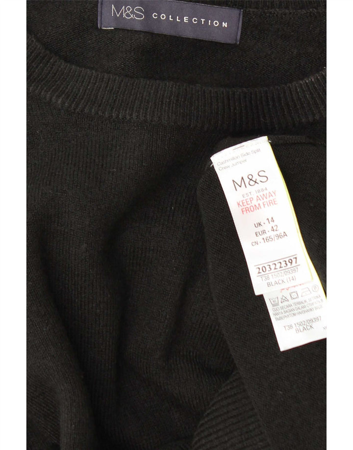 Marks & Spencer Damen-Pullover mit Rundhalsausschnitt, Gr. 14, Mittelschwarz, Acryl