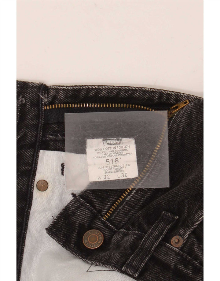 Levi's Herren 516 Straight Jeans W32 L30 Schwarze Baumwolle