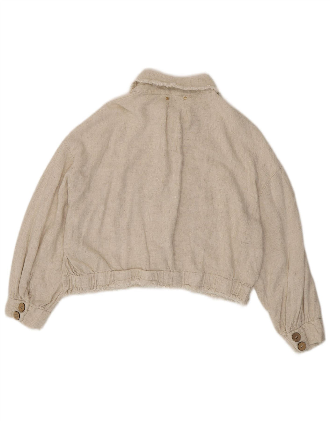 Zara Damen Crop Shirt Jacke UK 14 Mittelbeige Viskose