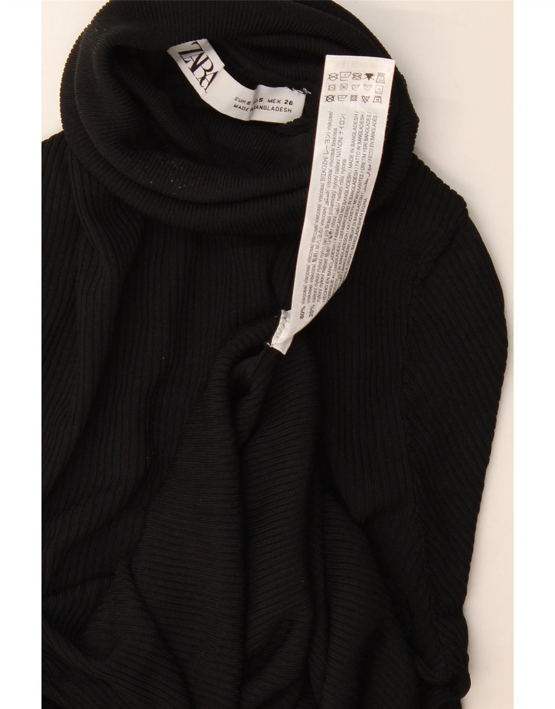 Zara Damen-Pullover mit Rollkragen, Gr. 8, Größe S, schwarze Viskose