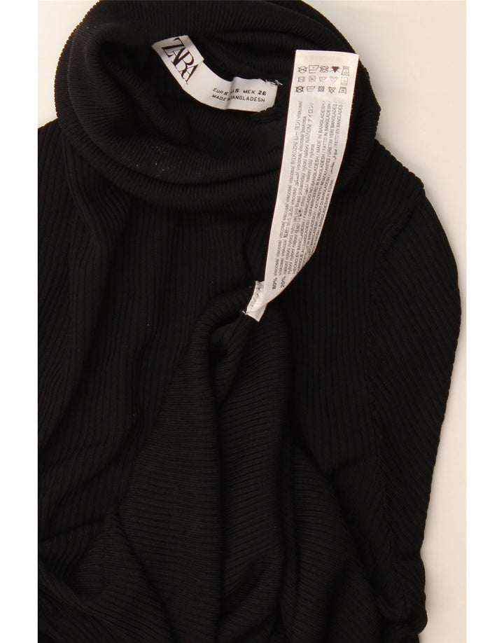 Zara Damen-Pullover mit Rollkragen, Gr. 8, Größe S, schwarze Viskose