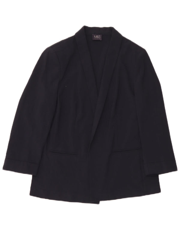 Marks & Spencer Offene Damen-Blazerjacke UK 12 Mittelmarineblaues Polyester