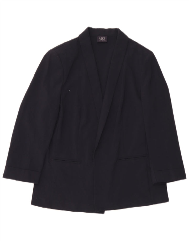 Marks & Spencer Offene Damen-Blazerjacke UK 12 Mittelmarineblaues Polyester