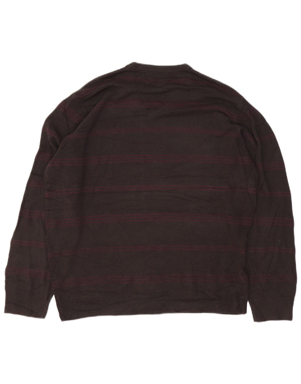 Marks & Spencer Herren Blue Harbor V-Ausschnitt Pullover Pullover XL Braun gestreift