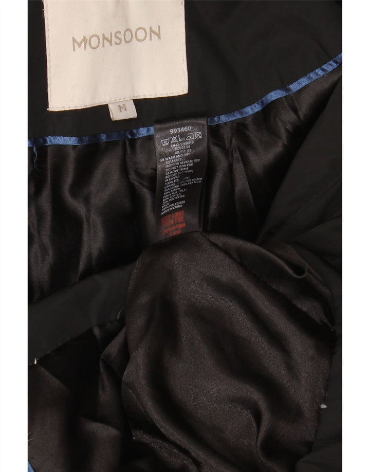 Monsoon Wattierter Damenmantel mit Kapuze, UK 14, Mittelschwarz, Polyester