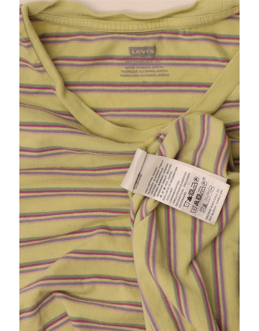 Levi's Damen T-Shirt Top UK 14 Mittelgelb gestreift aus Baumwolle