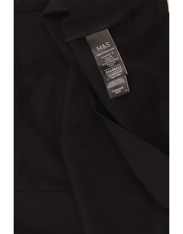Marks & Spencer Damen Minirock UK 10 Small W27 Schwarze Viskose