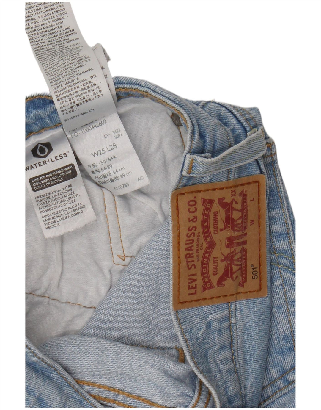Levi's Damen 501 Straight Jeans W25 L28 Blaue Baumwolle