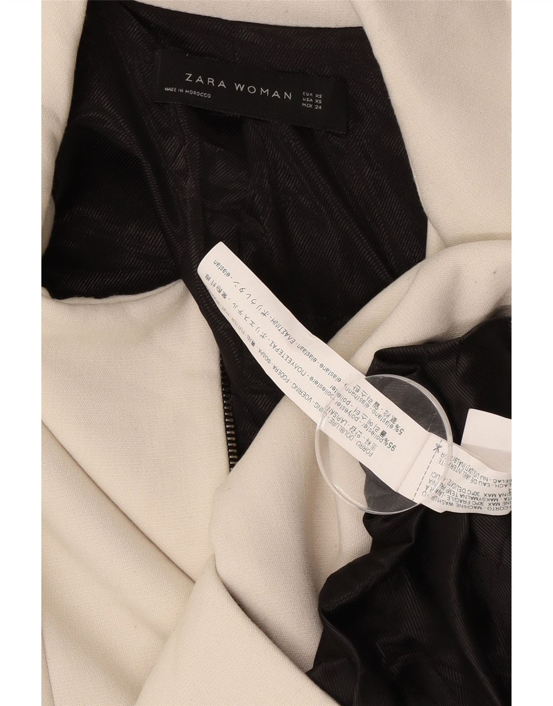 Zara Damen Mantel UK 6 XS Off White Polyester